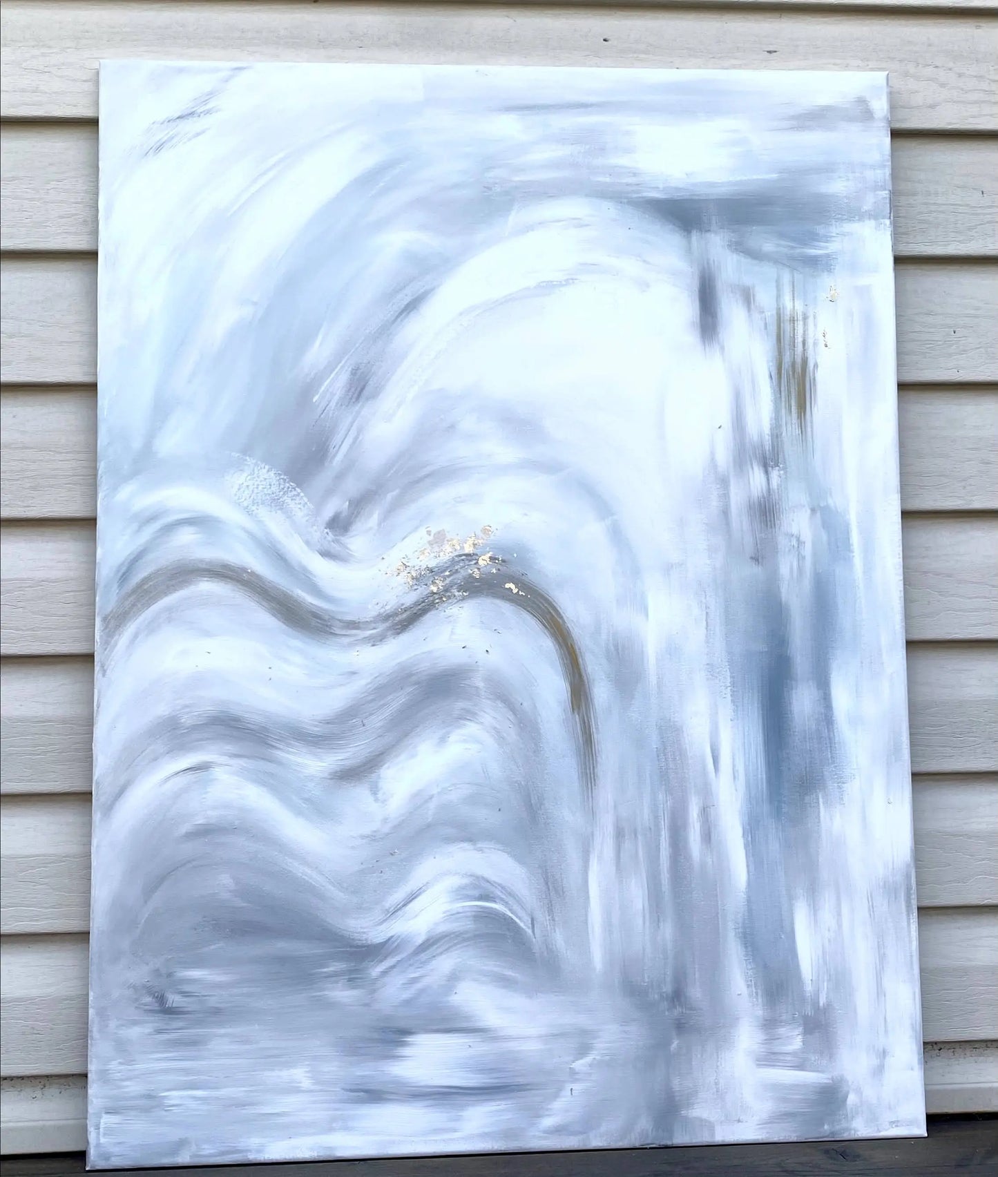 This modern, minimalist abstract painting invited calm into this collectors space. The smooth, flowing textures create a sense of depth and gentle energy, making it both grounding and uplifting.